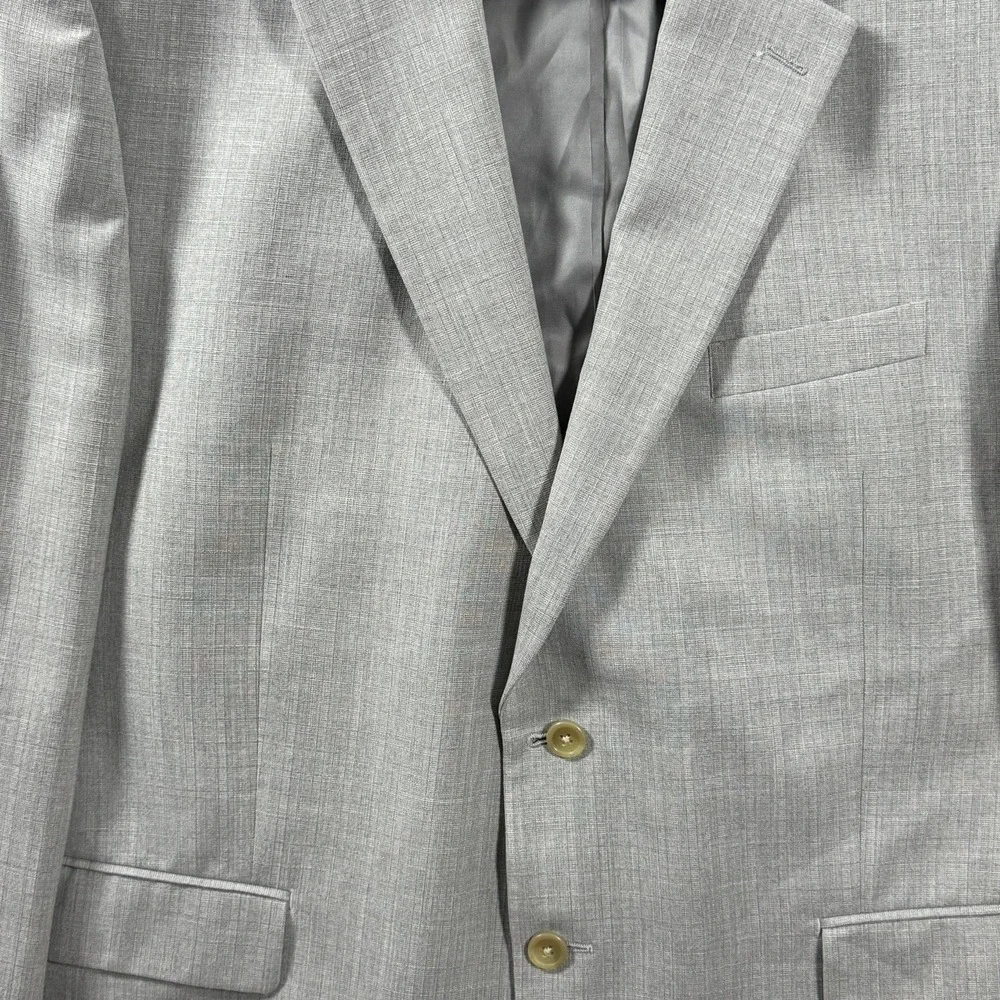 Chaps Mens Light Gray Sharkskin Two Button Blazer Sport Coat 48R